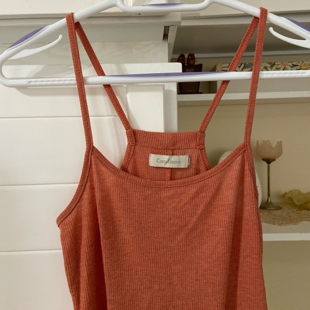 Y2K Orange Ribbed Tank Top - Picture 2 of 4